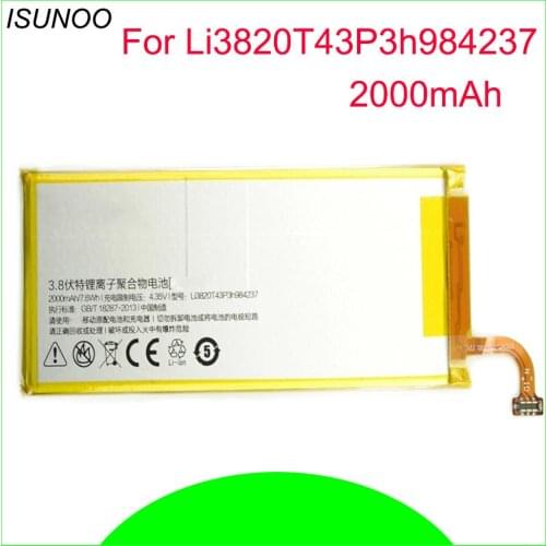 ISUNOO 2000mAh Li3820T43P3h984237 Battery For ZTE Nubia Z5S mini NX403A Battery