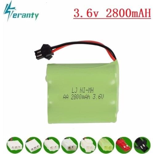 Upgrade 3.6v 2800mah NiNH Battery For Rc Toys Cars Tanks Trucks Robots Guns Boats AA Ni-MH 3.6v Rechargeable Battery Pack 1pcs