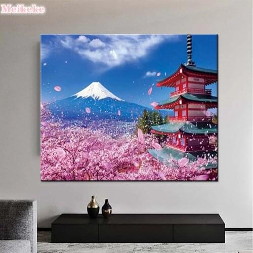 Diamond Mosaic 5D DIY Diamond Painting Cross stitch Scenery of Mount Fuji in Japan Diamond Embroidery Rhinestone Decor Painting