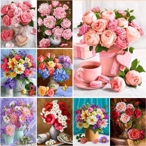 5D DIY Diamond Painting Rose Flower Mosaic Diamond Embroidery Floral Cross Stitch Kit Full Drill Home Decoration Art Gifts