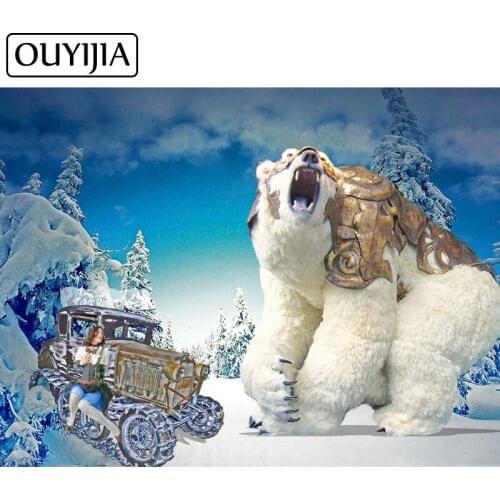 OUYIJIA 5D DIY White Bear Animal Diamond Painting Full Square PolarBear Mosaic Painting Embroidery Cross Stitch Home Decor Gift
