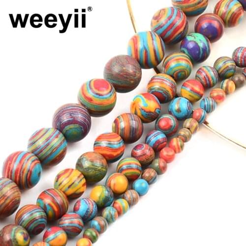 Natural Stone Colorful stripes Round Stone Beads Loose Spacer Beads For Jewelry Handmade Making DIY Bracelets Accessories