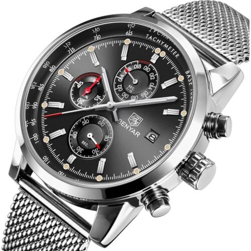 Benyar Men Watch Top Brand Luxury Mesh Male Chronograph Military Quartz Wrist Watch Men Sport Waterproof Watch wristwatch mens