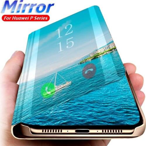 Smart Phone Case for Huawei P40 Pro P20 P30 lite Mate 20 Y5 Y6 Y7 Y9 Psmart Plus 2019 Cover Clear View Mirror Coque On P 30lite