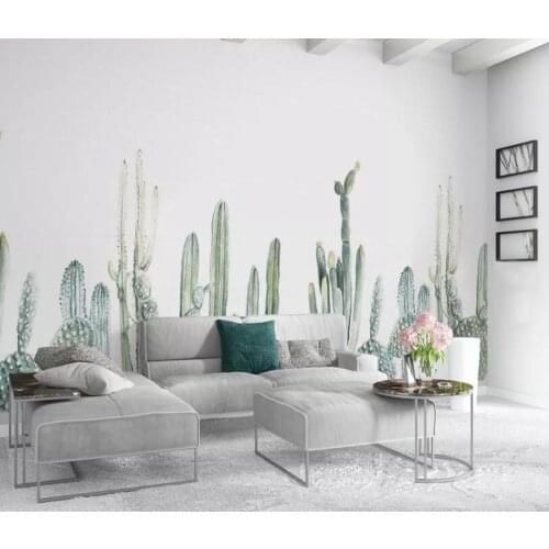 CJSIR Custom Photo Wallpaper Modern High Quality Hand-painted Plant Flower Cactus Background Wall Painting 3d Wallpaper Decors