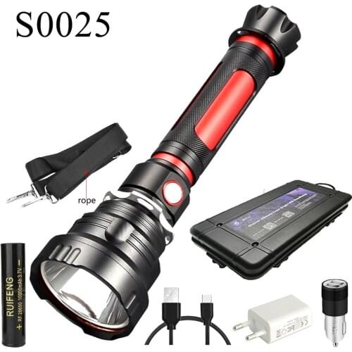 CREE T40 Super Bright LED Flashlight Waterproof Torch Light with Large Capacity 26650 Battery for Outdoor Cycling Camping Lamp