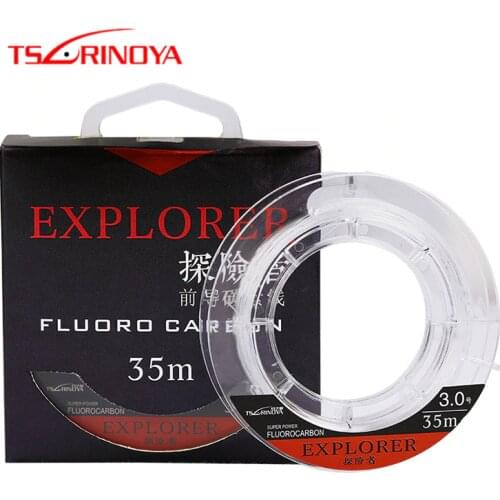 TSURINOYA EXPLORER 35m Fluorocarbon Line High Strength Sinking Wire Leader Main Line 0.16-0.41mm Carbom Fiber Fly Fishing Line