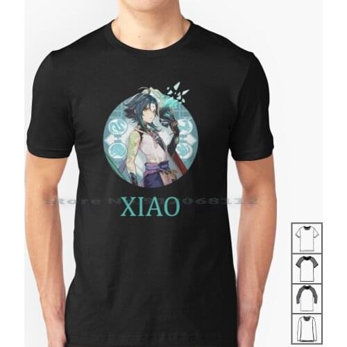 Genshin Impact-Xiao Anemo Spear Character T Shirt 100% Cotton Genshin Impact Xiao Official Adepti Yaksha 2021 Anemo Wind Spear
