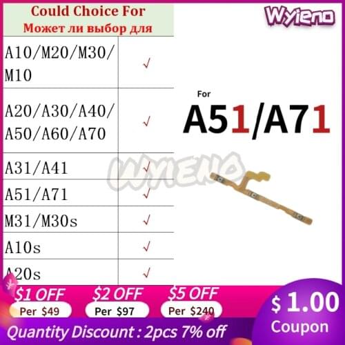 Wyieno Tested Power Button Ribbon For Samsung Galaxy A10 M20 M30 M10 A20 A30 A40 A50 A60 A70 M31 M30s Switch On Off Flex Cable