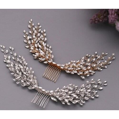Gold Silver Color Crystal Bridal Hair Comb Crown Fashion Jewelry Handmade Shine Wedding Headpiece Women Party Hairwear