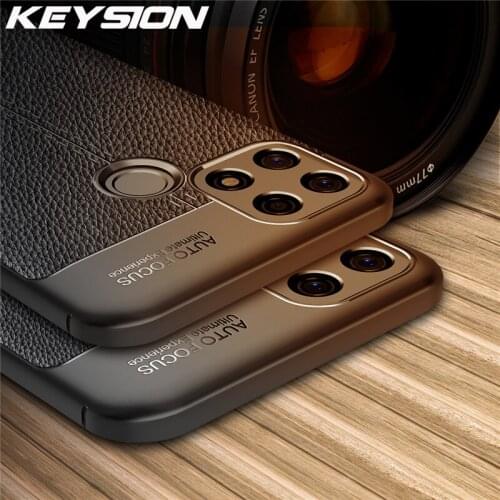 KEYSION Shockproof Case for OPPO A15 A15S luxury leather texture soft silicone Phone Back Cover for Realme Narzo 20 Pro 10