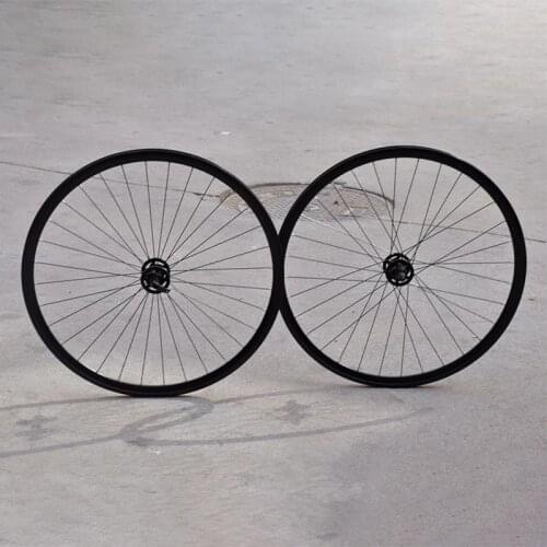 Retro Wheelset Fixed Gear Bicycle Vintage Lightweight Wheels Single Speed Solid Gear Racing Rims With Brake Area 32 Holes