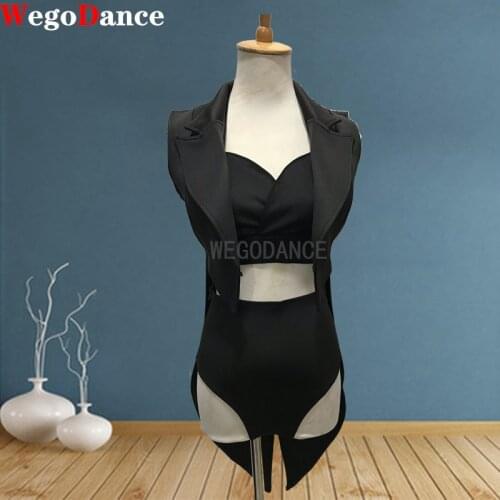 New Sexy Bikini And Tail Coat Set Women DJ Singer Stage Performance Clothes Nightclub Dancer Team Jazz Magician Costume