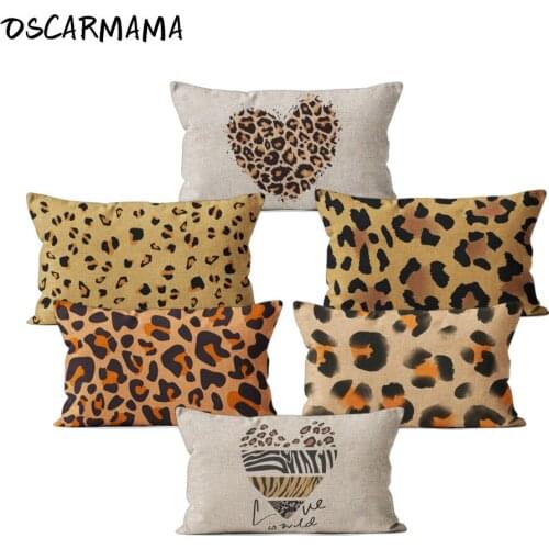 Love Heart Leopard Rectangular Long Beige Chair Cushion Cover 30x50cm Custom Photo Sofa Decorative Case On The Throw Pillow