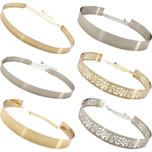 Fashion Vintage Women Party Hollow Metal Wide Waistband Belt Waist Chain for Coat Dress Belt Wild Gold Dress Chain Belts 115 cm