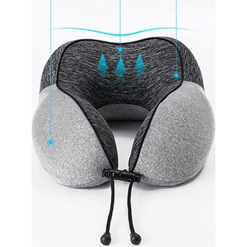 Soft U-Shaped Pillow Memory Foam Neck Pillow Travel Pillow Travel Zipped Cover Headrest Neck Support Cushion for Rest