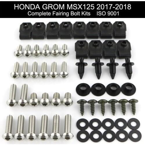 Fit For HONDA GROM MSX125 2017 2018 Motorcycle Complete Full Fairing Bolts Kit Speed Nuts Fairing Clips Screws Stainless Steel