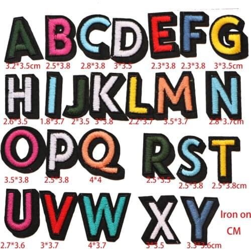 A-Z letters fashion color English-alphabet icon embroidery Applique Patches For kawaii clothes DIY Iron on Badges on a backpack