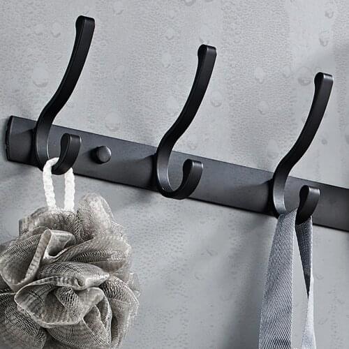 Wall Mounted Clothes Hook Heavy Duty Double-hung Coat Hanger Wardrobe Hat Hook With Screws Aluminium Alloy Hooks