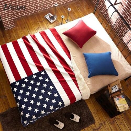 New Coral Fleece Thick Warm American British Flag Blanket Sofa Knee Nap Blankets TV Travel Healthy and Comfortable