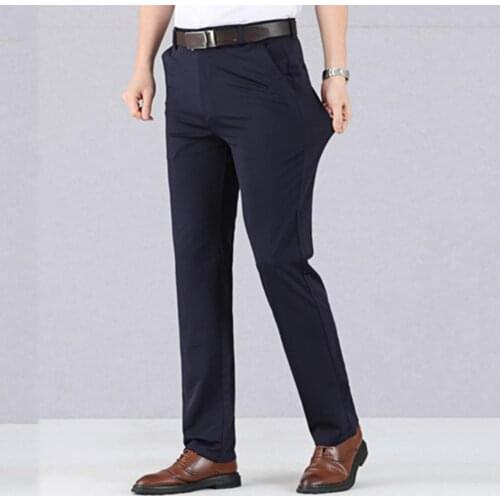 Newest Slim High Stretch Mens Casual Pants Sunmmer Classic Solid Color Business Casual Wear Formal Suit Pants Dropshipping