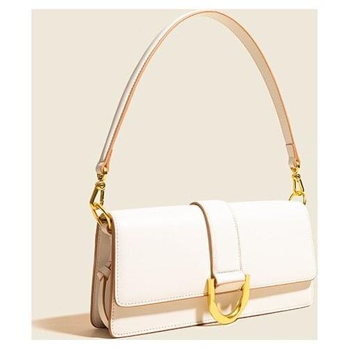 New Design Small Square Leather Underarm Bag Exquisite Female Retro Baguette Bag One Shoulder Handbag
