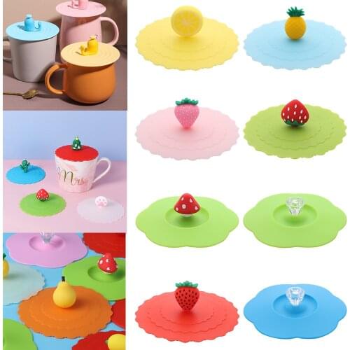 Nw Food-grade Silicone Cup Cover Cute Reusable Dustproof Suction Cup Cover Leakproof Tea Coffee Lids Seal Cap Cup Accessories