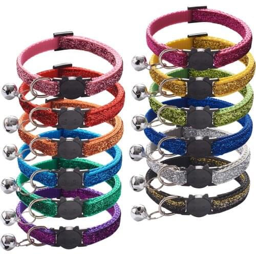 Polyester Adjustable Dog Cat Collars With Bell Safety Buckle Exquisite Collar For Cat Pet Supplies Accessories 19cm long,1 Piece