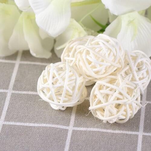 15pcs Wicker Rattan Ball Wedding Christmas Party Hanging Decoration ry Mobiles 3cm 4cm 5cm (White)