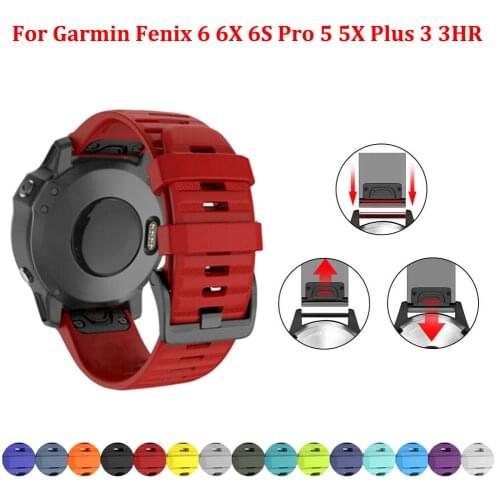 26 22 20mm Watchband for Garmin Fenix 5X 5 5S 6X 6 6S Plus Forerunner 945 Watch Quick Release Silicone Easy fit Wrist Band Strap