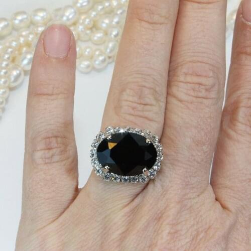 Luxury Female Big Black Stone Ring Fashion Filled Zircon Wedding Rings For Women Bridal Love Engagement Ring