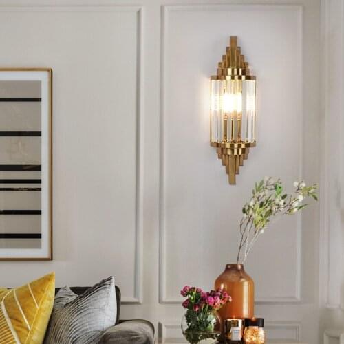 Light luxury simple postmodern TV crystal background wall lamp creative living room bedroom bedside staircase aisle wall lamp