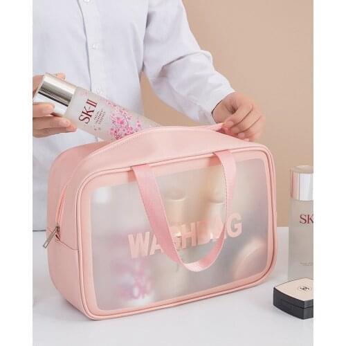 Net Red Transparent Makeup Bag Womens Portable Ins Wind Super Fire Large Capacity Portable Travel Wash Bag organizador
