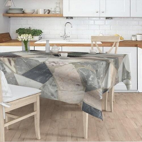 Tablecloth Living Room Kitchen grey geometric shape patterned micro fabric cover runner pattern Free Shipping