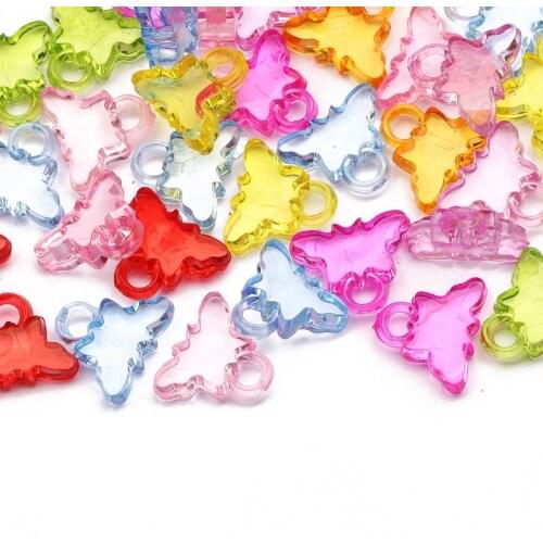 Mix Transparent Butterfly Acrylic Spacer Beads 30pcs 17x15mm Loose Beads For DIY Jewelry Design Necklace Pendant Accessories
