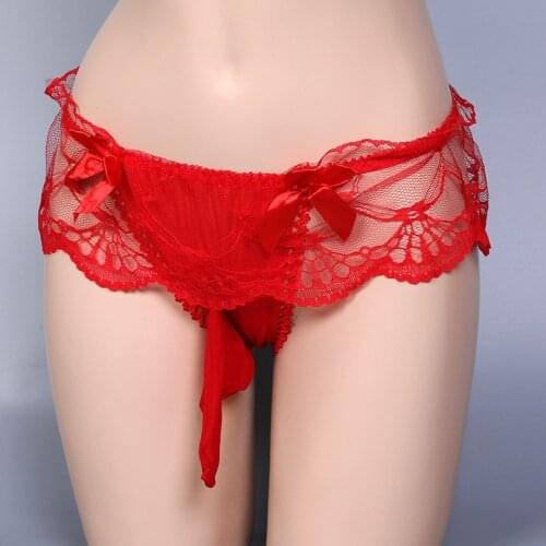 Men Thong For Big Penis Sexy Gay Sissy Tanga Hombre Jockstrap Opened / Closed Penis Sleeve Thin Men Lace Underwear