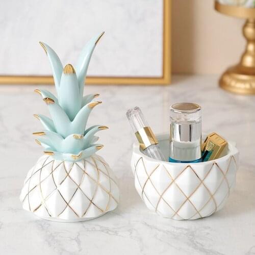 European-style Ceramic Pineapple Storage Box Bedroom Dressing Table Decoration Cosmetics Jewelry Storage Box Home Decoration New