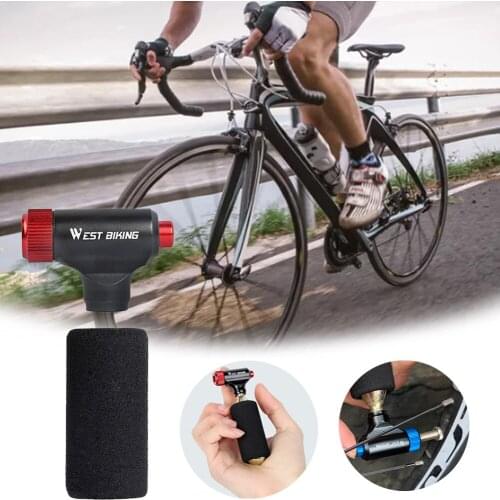 Mini CO2 Bicycle Air Pump Air Inflator Portable Manual Inflator Presta and Schrader Compatible for Road & Mountain Bikes
