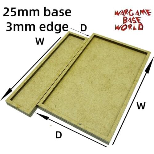 Wargame Base World - MDF wargame Movement Tray - 25mm bases with 3mm edge