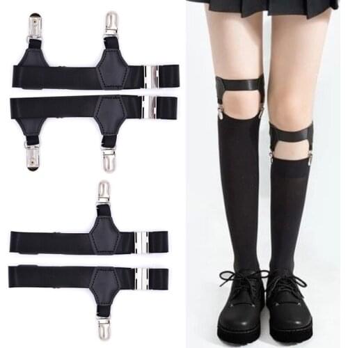 1 Pair Black Men Women Socks Garter Suspenders Braces Clip Belt Hold Up Non-slip Clips Prevent Socks From Falling Off Garters