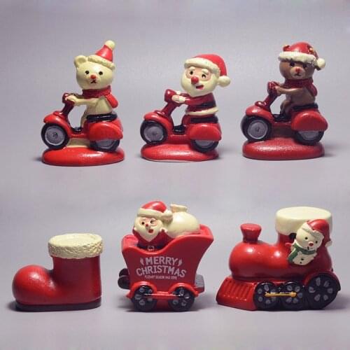 1pc Cute Santa Claus Resin Craft Miniature Christmas Decor Glass Ornament Figurine Garden Fairy Home Decoration DIY Accessories