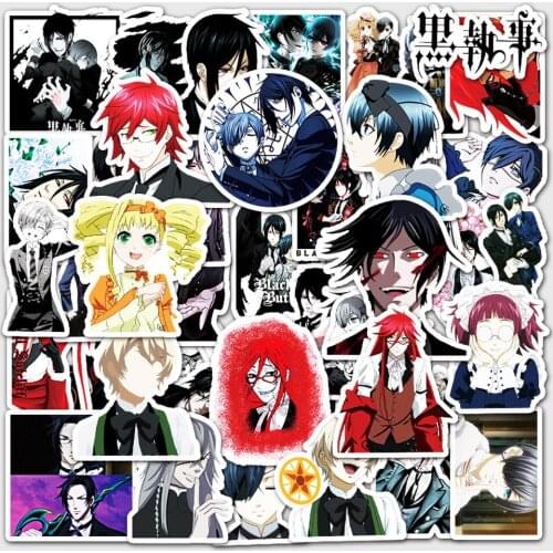 10//50PCS Black Butler Stickers Pack for Children Gift Cartoon Anime Stickers To Stationery Laptop Suitcase Guitar Fridge Decals