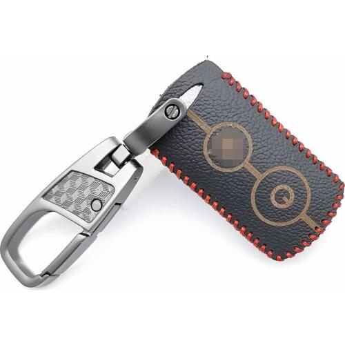 100% Leather Key Case Cover for Yamaha AEROX NVX155 QBIX JAUNS XMAX300 2 Button Motorcycle Smart Key bag fob Protect Shell