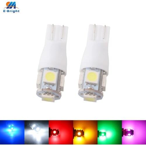 DC 12V 24V 100pcs Strobe Flash W5W 194 T10 5050 5 SMD LED Bulb Auto Door Reading Clearance Signal Light Green Blue White Pink