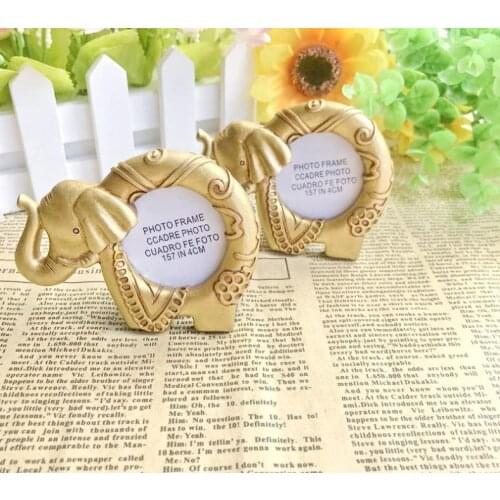 100PCS Baby Shower Favors Lucky Golden Elephant Photo Frame Gold Picture Frames Birthday Party Giveaway Gift SN1114