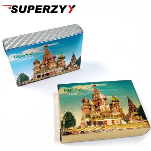 2020 New 54pcs Cards/Deck Russian 24K Golden Foil Playing Cards PVC Plastic Waterproof Poker Standard Game Cards