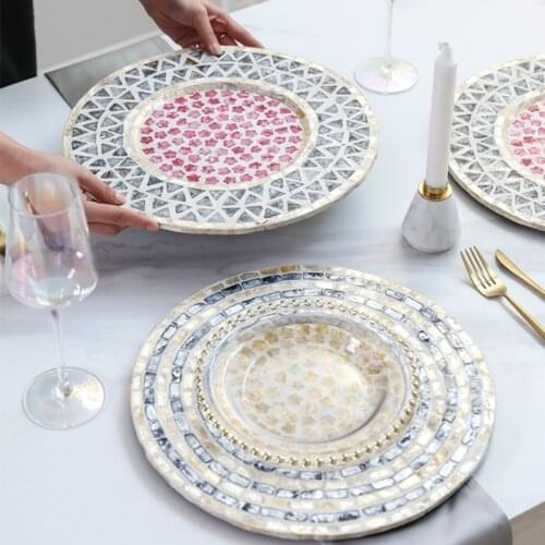 American handmade placemat Coaster Color shell decoration cushion Large Western Food tray modern home decor table mats placemat