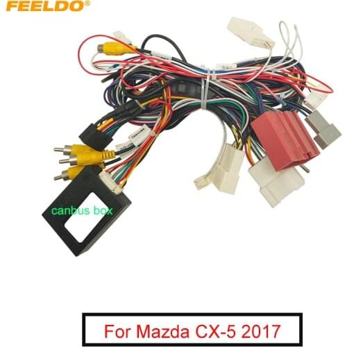 FEELDO Car 16pin Audio Wiring Harness With Canbus Box For Mazda CX-5 2017 Aftermarket Stereo Installation Wire Adapter