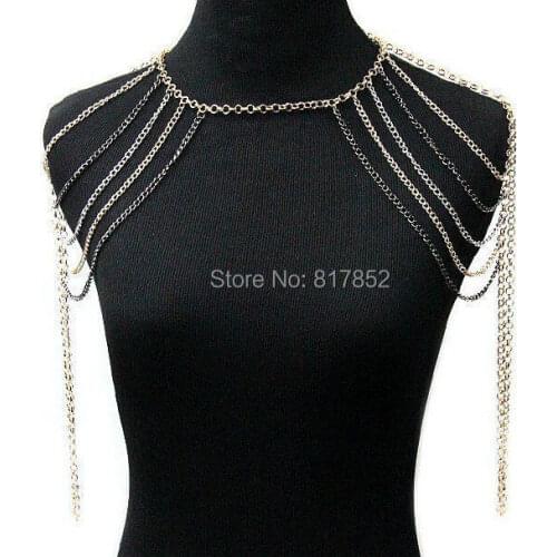 FREE SHIPPING HOT SELLING New Style BY466 Women Mix Silver & Gray Chains Sexy Shoulders Chains Chains Jewelry