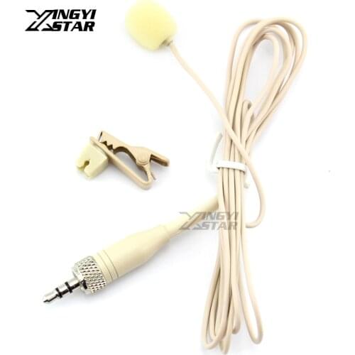 Beige Tie Clip on Lapel Mic Lavalier Microphone 3.5mm Jack Stereo Screw Lock Mikrofon For Karaoke Wireless BodyPack Transmitter